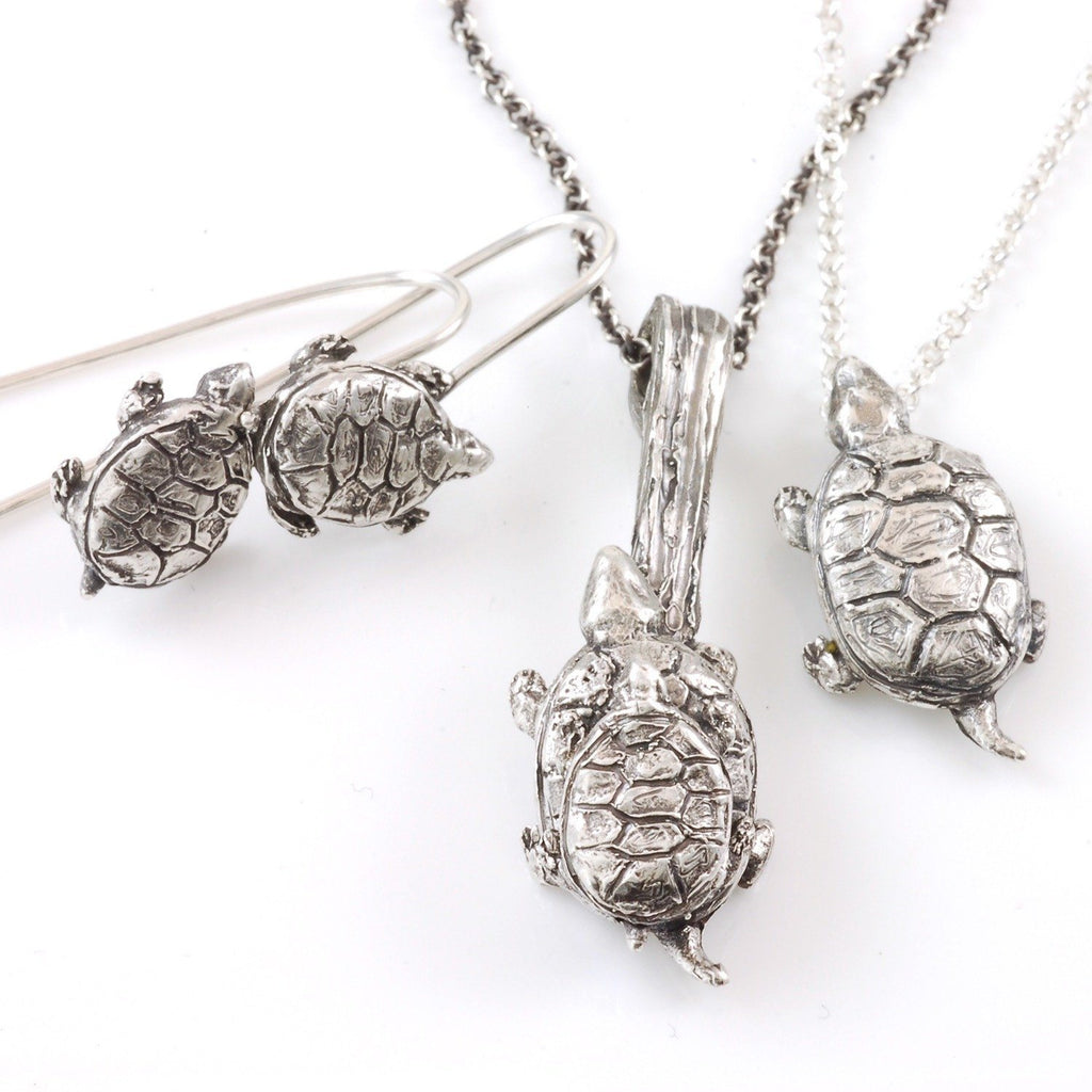 Turtle Earrings in Sterling Silver - Ready to Ship - Beth Cyr Handmade Jewelry