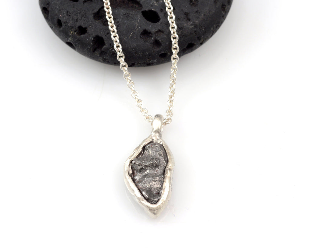 Meteorite Pendant in Sterling Silver #31 - Ready to Ship - Beth Cyr Handmade Jewelry