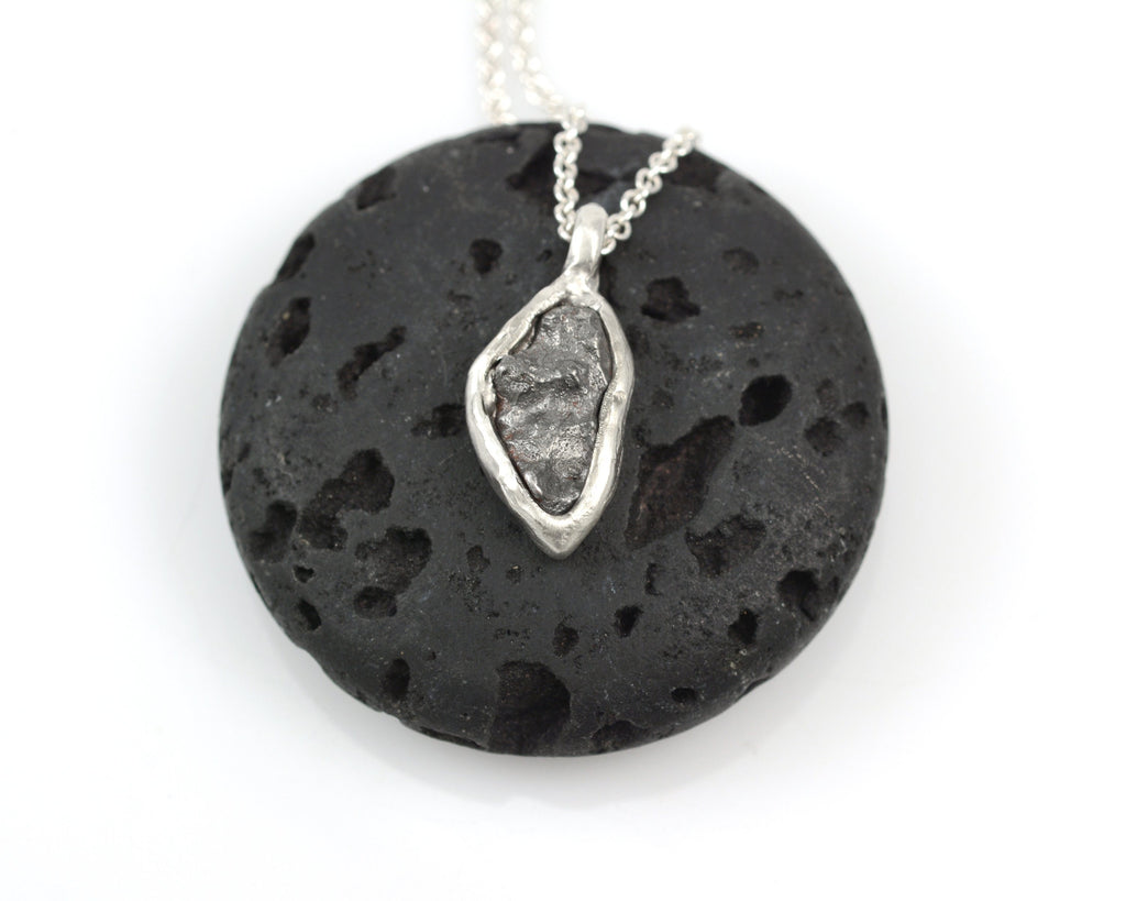 Meteorite Pendant in Sterling Silver #31 - Ready to Ship - Beth Cyr Handmade Jewelry