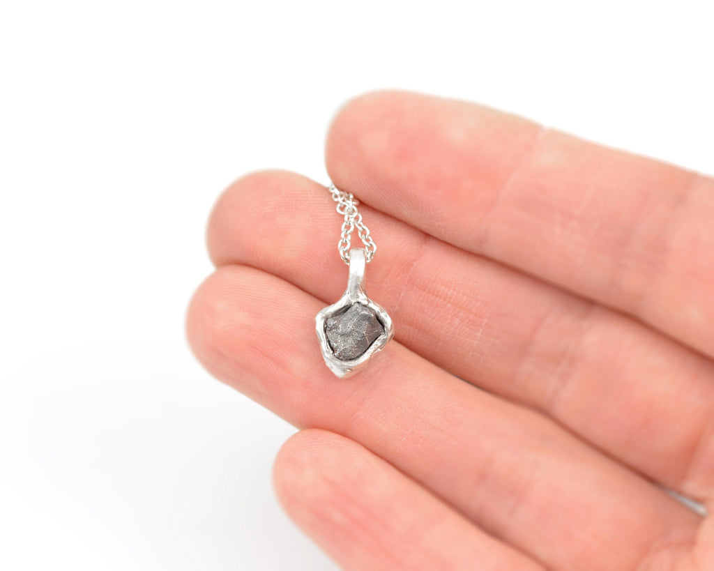 Meteorite Pendant in Sterling Silver #30 - Ready to Ship - Beth Cyr Handmade Jewelry
