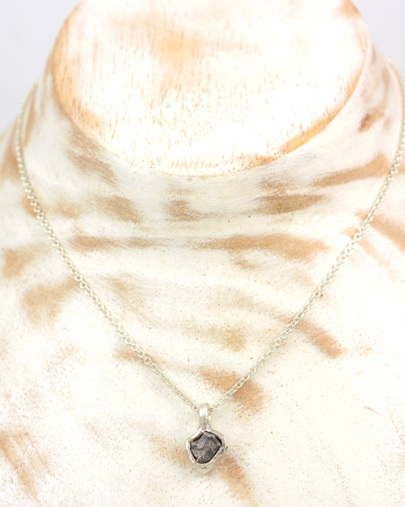 Meteorite Pendant in Sterling Silver #30 - Ready to Ship - Beth Cyr Handmade Jewelry