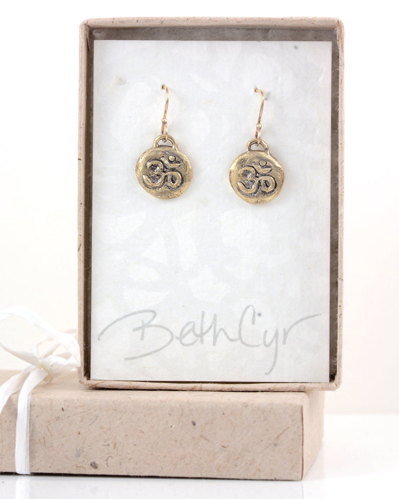 Om Earrings - 14k Yellow Gold - Ready to Ship - Beth Cyr Handmade Jewelry