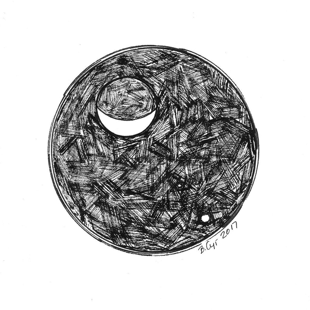 Original Drawing - Dark Sky - The Moon, Venus and Mars #2 - Beth Cyr Handmade Jewelry