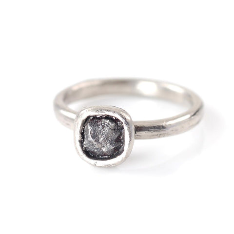 Single Meteorite Ring in Palladium/Silver - size 5 1/4 - Ready to Ship - Beth Cyr Handmade Jewelry