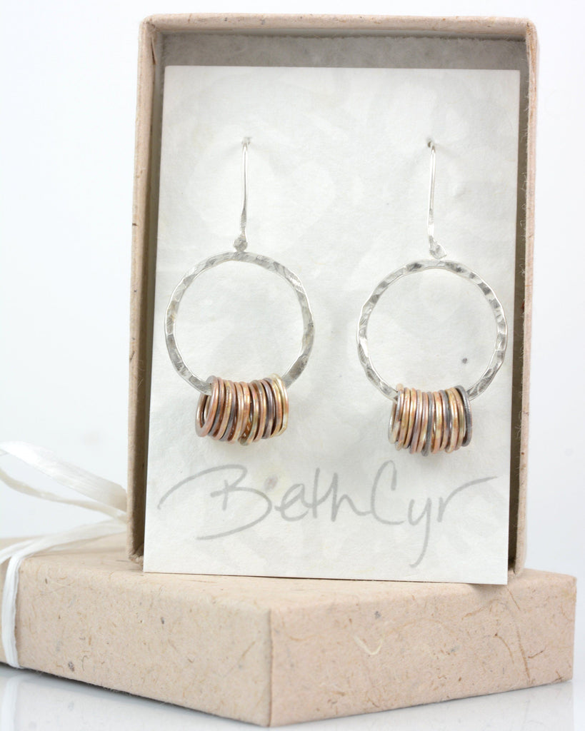 Circles in Circle Earrings in Sterling Silver  - Ready to ship - Beth Cyr Handmade Jewelry