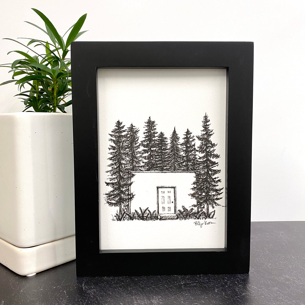 A door in a wall in the woods - Original Drawing - 5" x 7"