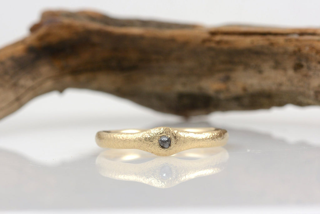 Reserved for Emma - Final payment - Custom Sands of Time Ring - Gray Rough Diamond in 14k Yellow Gold - Beth Cyr Handmade Jewelry