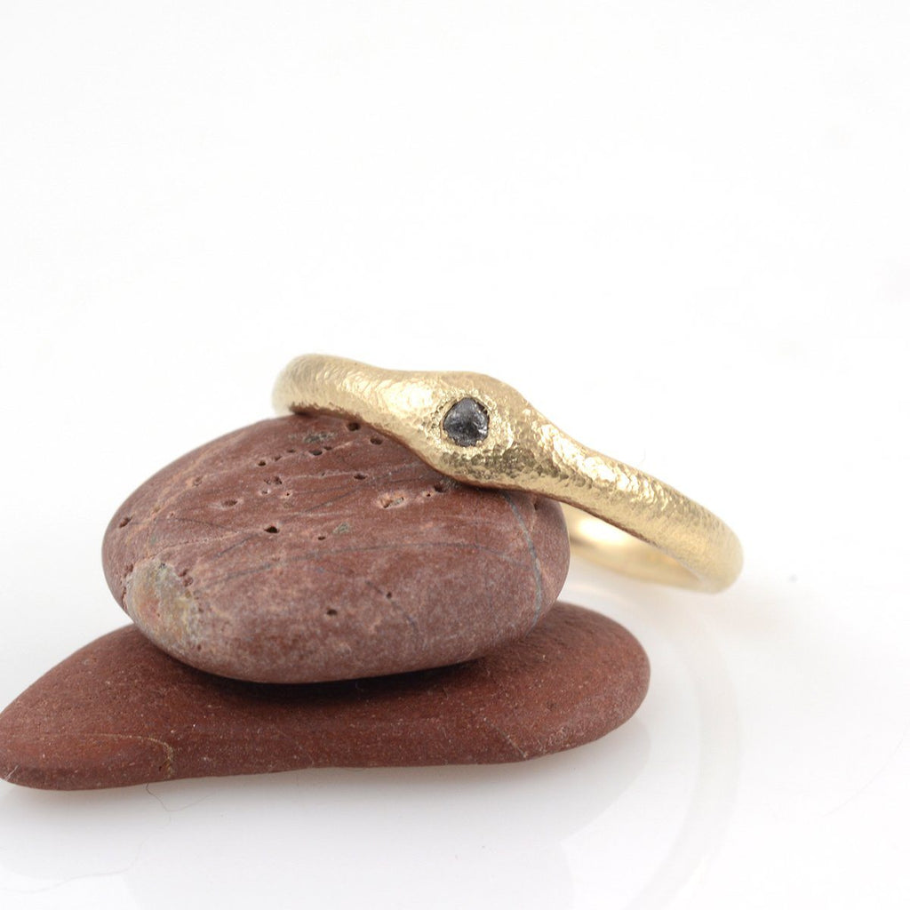 Reserved for Emma - Final payment - Custom Sands of Time Ring - Gray Rough Diamond in 14k Yellow Gold - Beth Cyr Handmade Jewelry