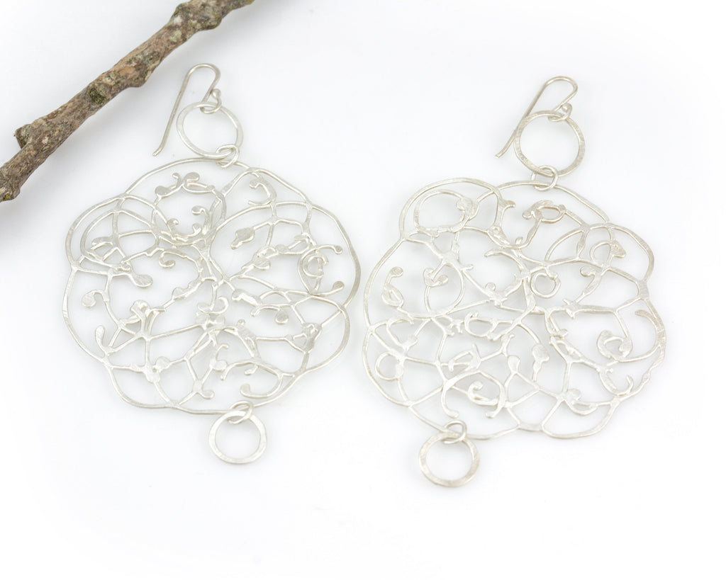 Extra LargeOrganic Vine Earrings with Little Circles #33 - Ready to Ship - Beth Cyr Handmade Jewelry