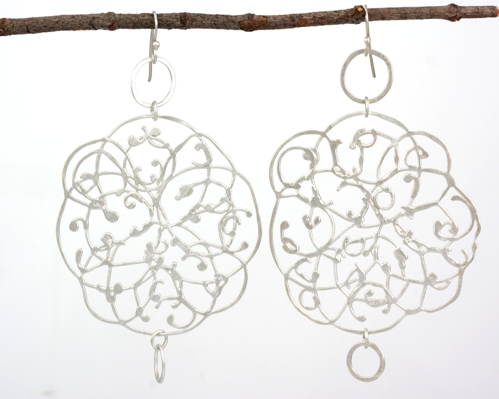 Extra LargeOrganic Vine Earrings with Little Circles 