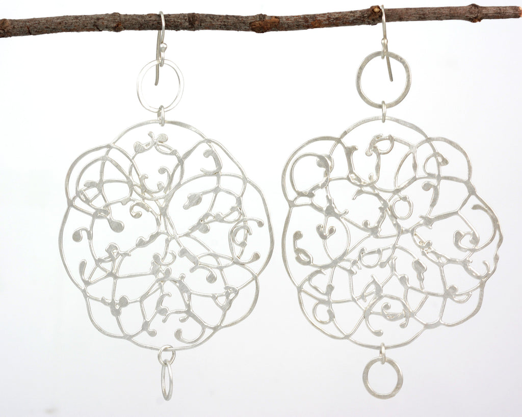 Extra LargeOrganic Vine Earrings with Little Circles #33 - Ready to Ship - Beth Cyr Handmade Jewelry