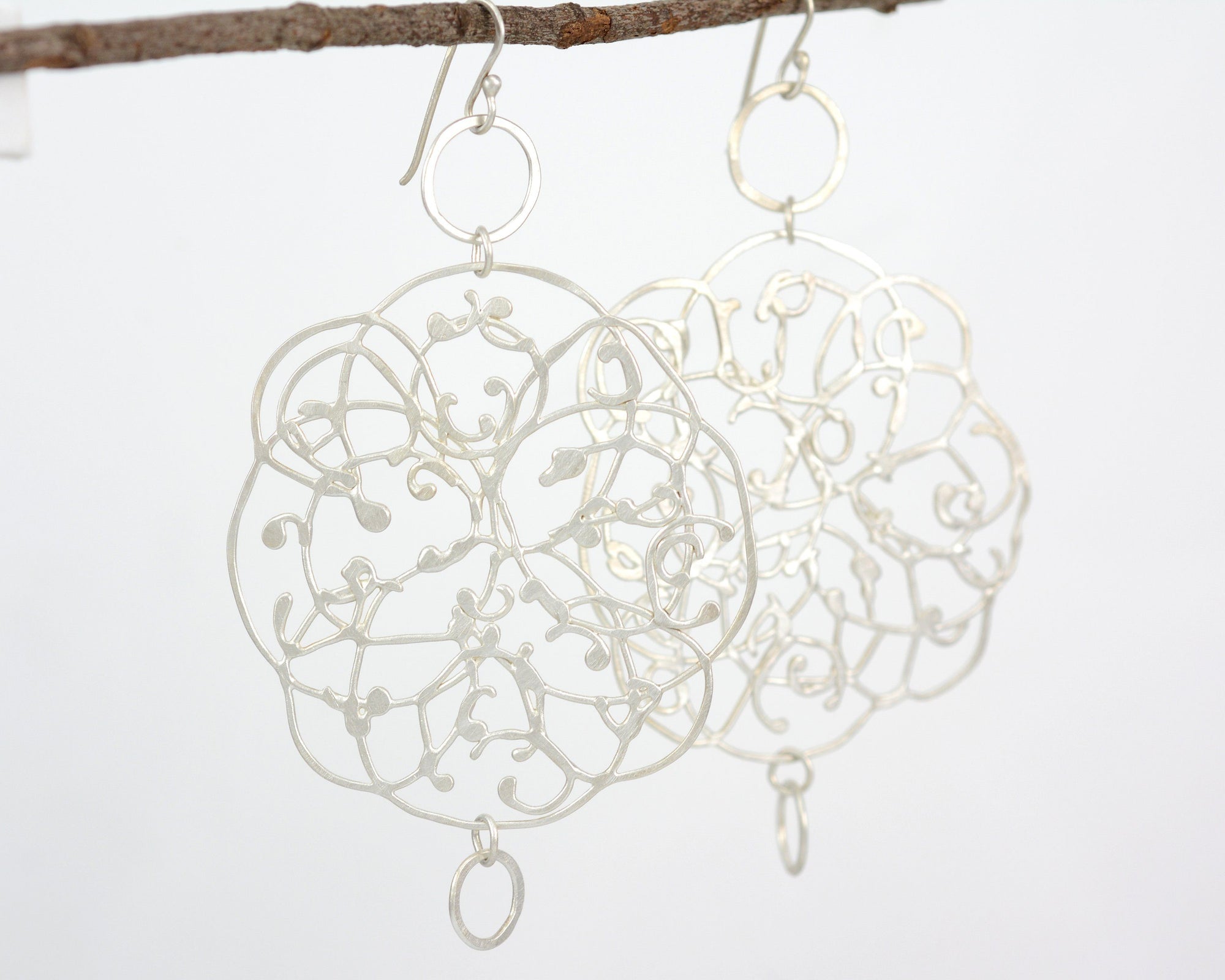 Extra LargeOrganic Vine Earrings with Little Circles 
