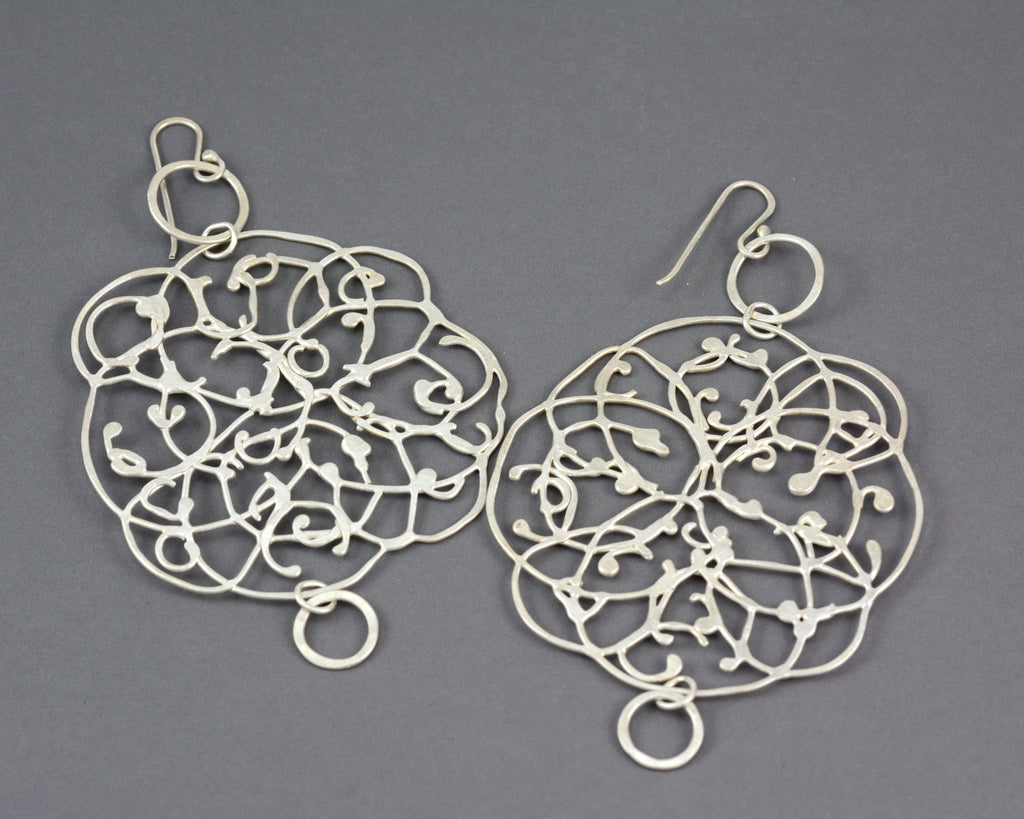 Extra LargeOrganic Vine Earrings with Little Circles #33 - Ready to Ship - Beth Cyr Handmade Jewelry