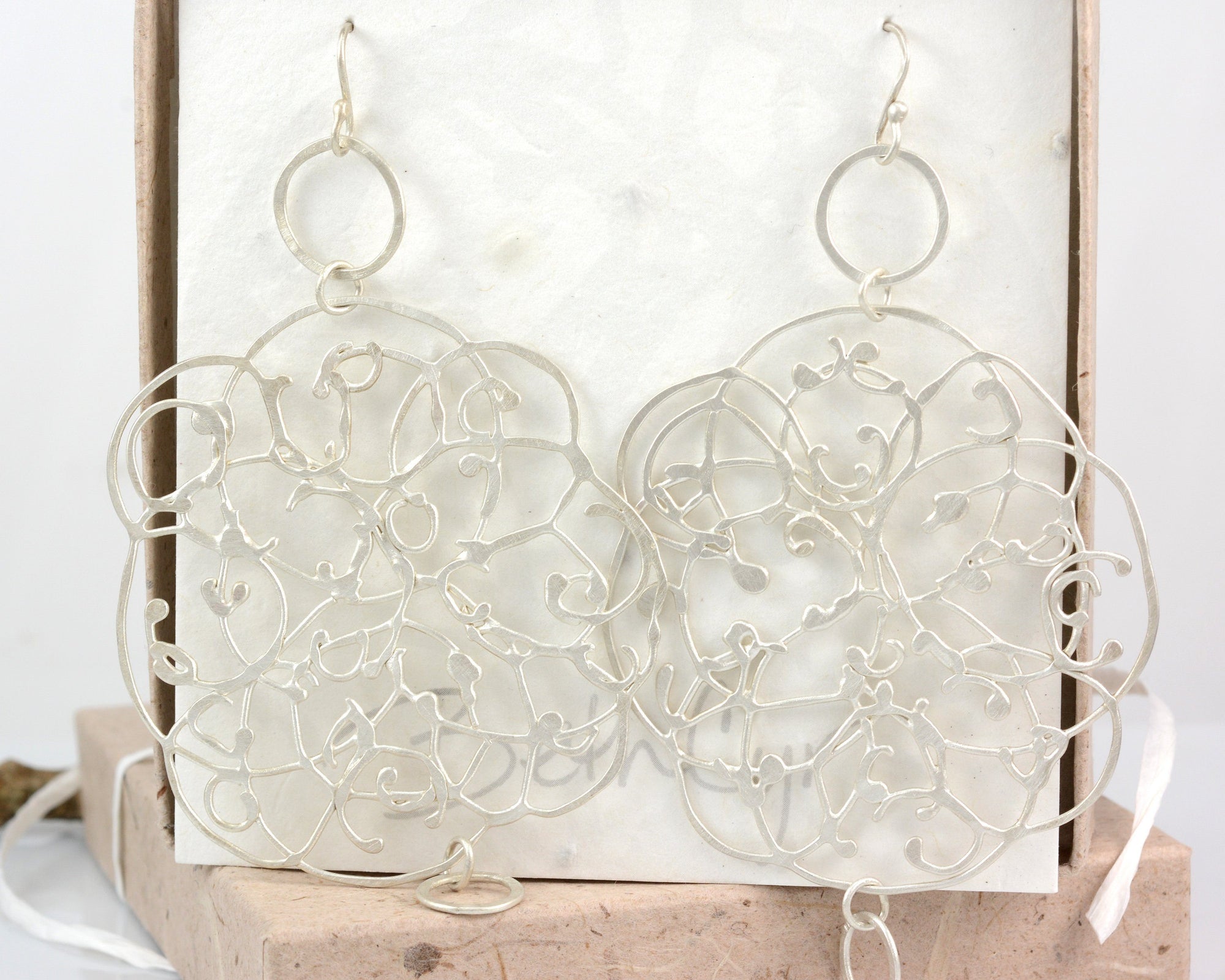 Extra LargeOrganic Vine Earrings with Little Circles 
