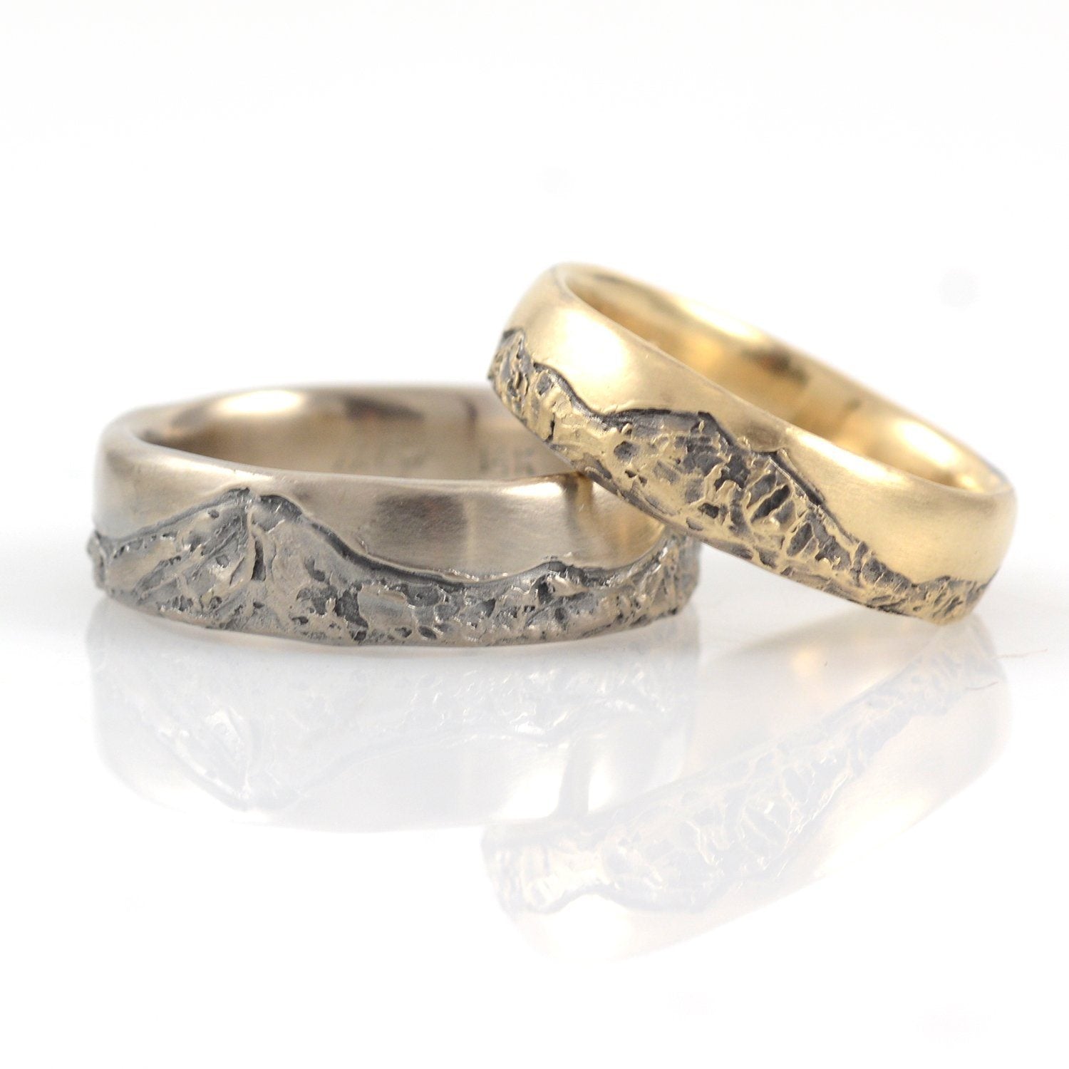 Mountain Wedding Rings in Yellow Gold - Made to Order - Beth Cyr Handmade Jewelry