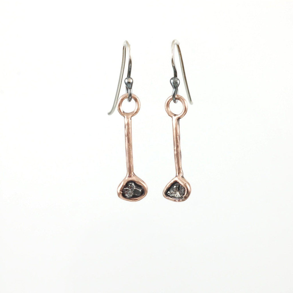Meteorite Earrings in 14k Rose Gold - size Medium - Ready to ship - Beth Cyr Handmade Jewelry