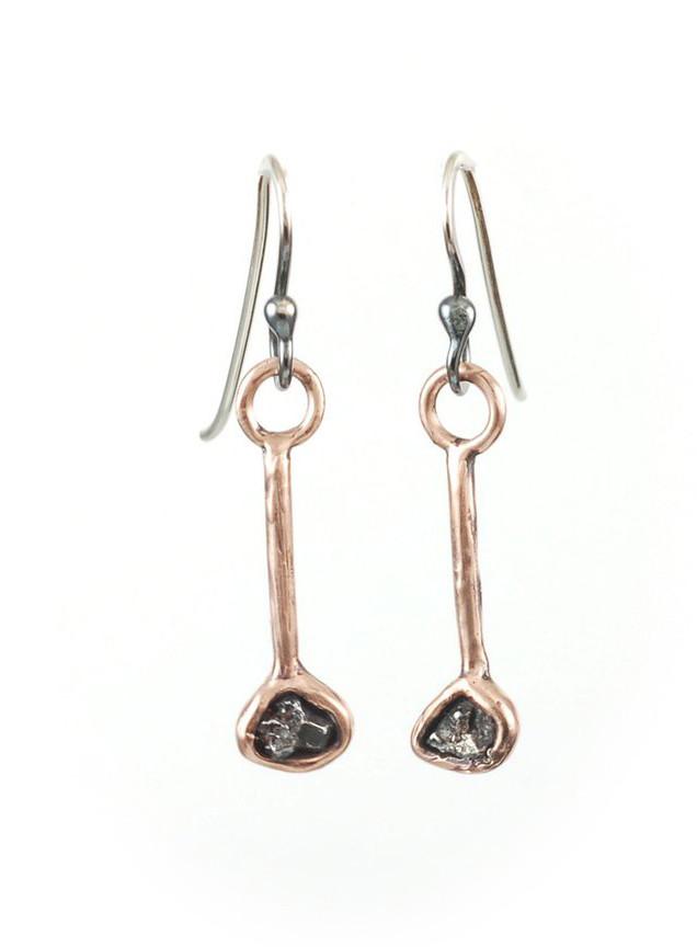 Meteorite Earrings in 14k Rose Gold - size Medium - Ready to ship - Beth Cyr Handmade Jewelry
