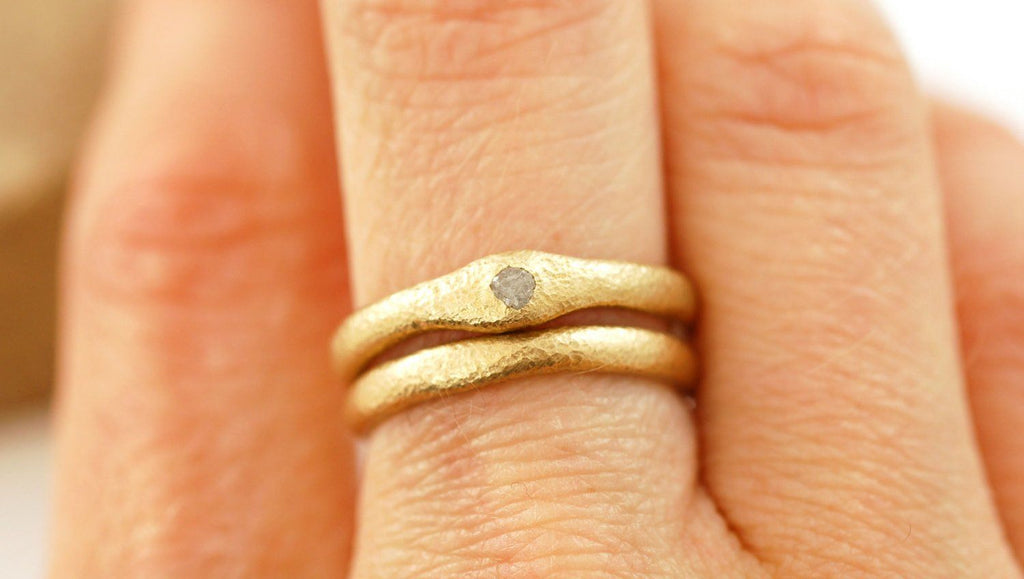 RESERVED - Sands of Time Ring #2 - Gray Rough Diamond in 14k Yellow Gold  - size 5.5 - Ready to Ship - Beth Cyr Handmade Jewelry