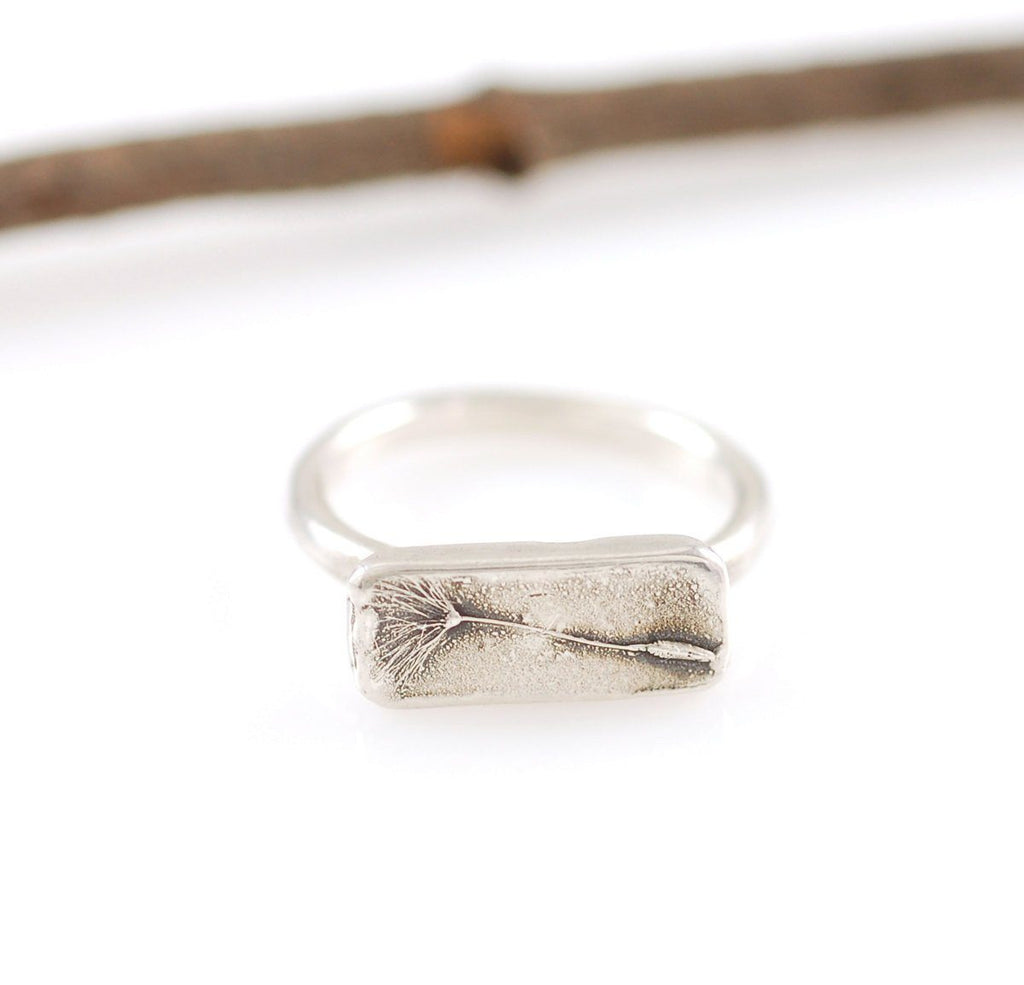 Dandelion Seed Ring in Palladium Sterling Silver - size 5.25 - Ready to Ship - Beth Cyr Handmade Jewelry