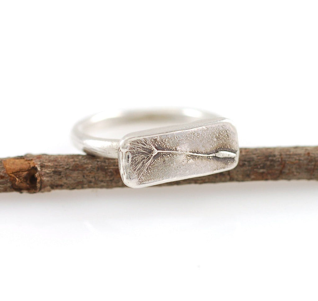 Dandelion Seed Ring in Palladium Sterling Silver - size 5.25 - Ready to Ship - Beth Cyr Handmade Jewelry