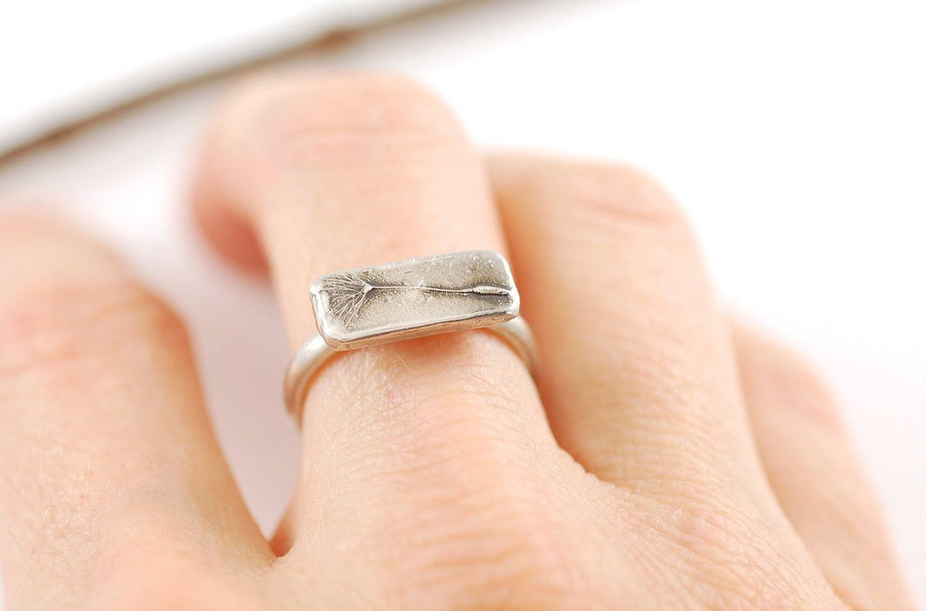 Dandelion Seed Ring in Palladium Sterling Silver - size 5.25 - Ready to Ship - Beth Cyr Handmade Jewelry