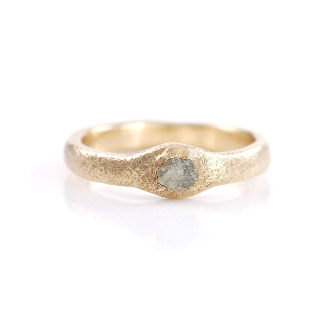 RESERVED - Sands of Time Ring #2 - Gray Rough Diamond in 14k Yellow Gold  - size 5.5 - Ready to Ship - Beth Cyr Handmade Jewelry