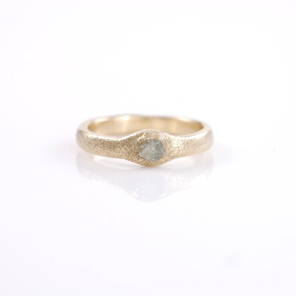 RESERVED - Sands of Time Ring #2 - Gray Rough Diamond in 14k Yellow Gold  - size 5.5 - Ready to Ship - Beth Cyr Handmade Jewelry