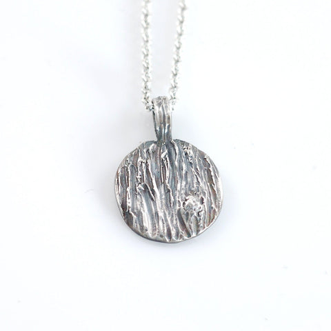 Tree Bark Pendant with Metal knot in Sterling Silver - Ready to Ship - Beth Cyr Handmade Jewelry