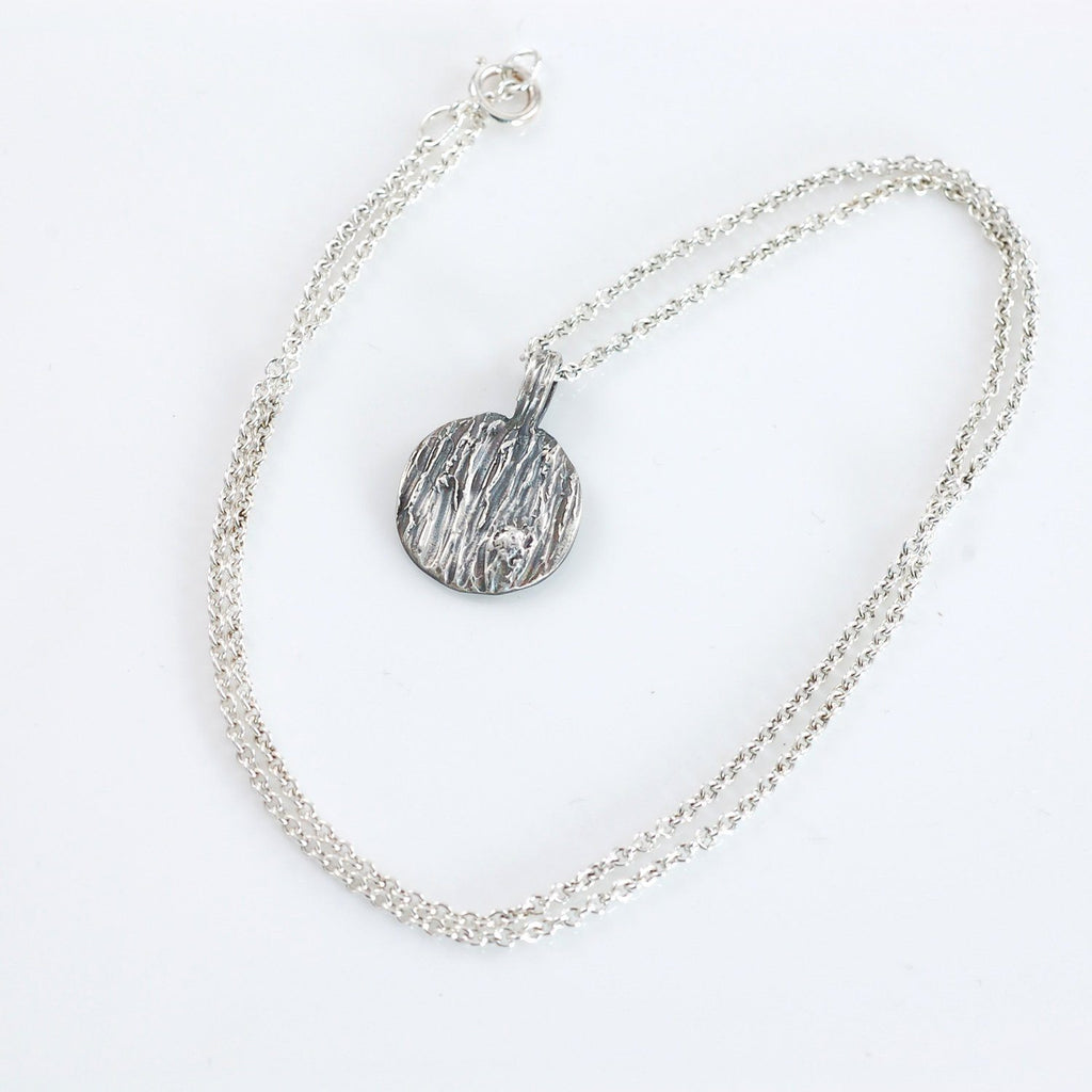 Tree Bark Pendant with Metal knot in Sterling Silver - Ready to Ship - Beth Cyr Handmade Jewelry