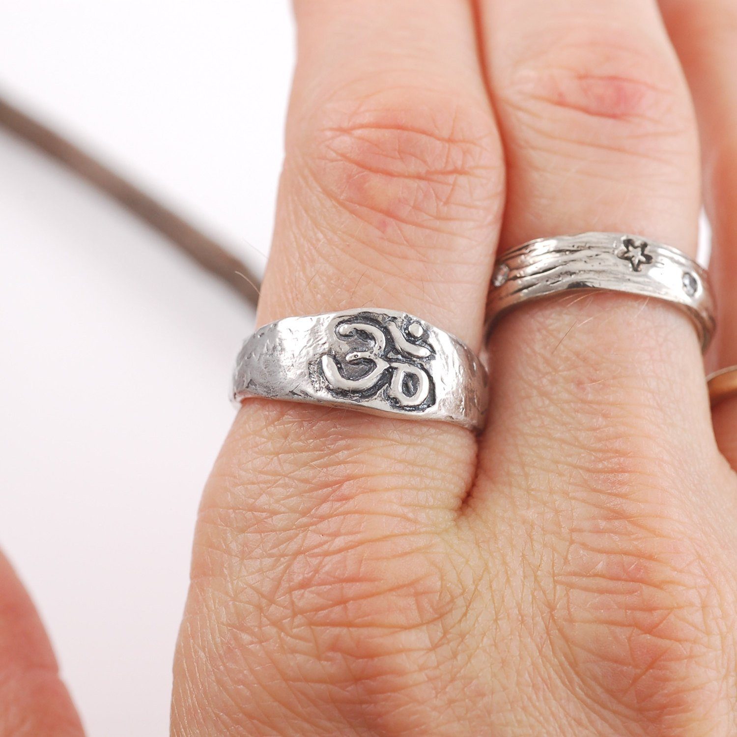 Om Ring in Sterling Silver - size 6.75 - Ready to ship - Beth Cyr Handmade Jewelry