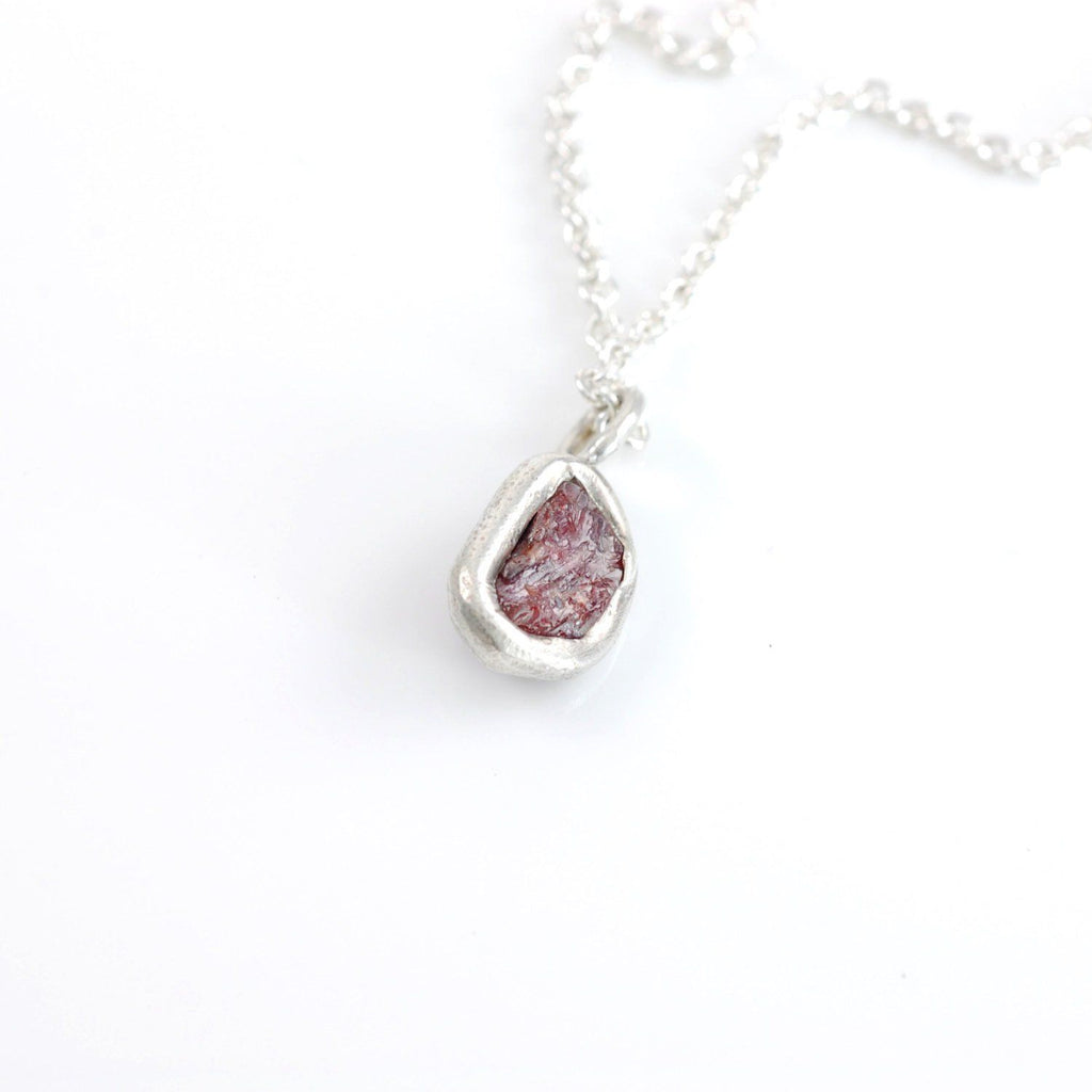 Rough Ruby Pendant #2 in Sterling Silver - Ready to Ship - Beth Cyr Handmade Jewelry