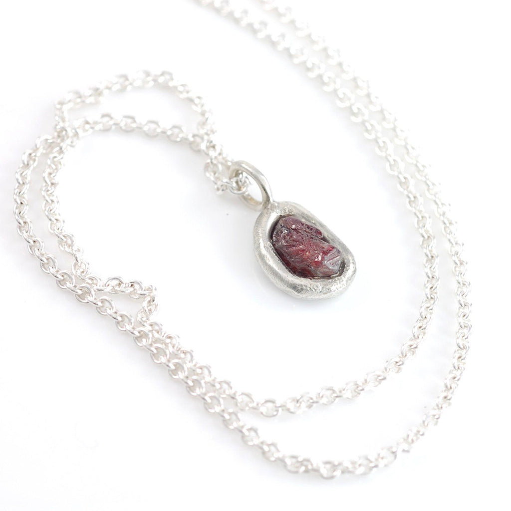 Rough Ruby Pendant #2 in Sterling Silver - Ready to Ship - Beth Cyr Handmade Jewelry