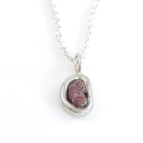 Rough Ruby Pendant #2 in Sterling Silver - Ready to Ship - Beth Cyr Handmade Jewelry