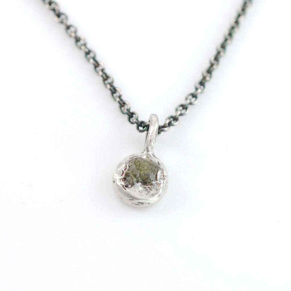 Tiny Rough Diamond Pendant #1 in Sterling Silver - Ready to Ship - Beth Cyr Handmade Jewelry