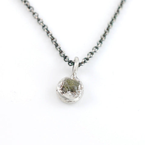 Tiny Rough Diamond Pendant #1 in Sterling Silver - Ready to Ship - Beth Cyr Handmade Jewelry