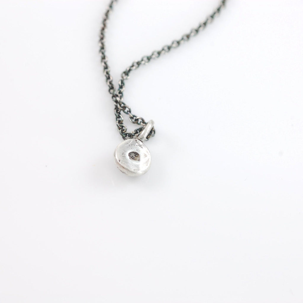 Tiny Rough Diamond Pendant #1 in Sterling Silver - Ready to Ship - Beth Cyr Handmade Jewelry