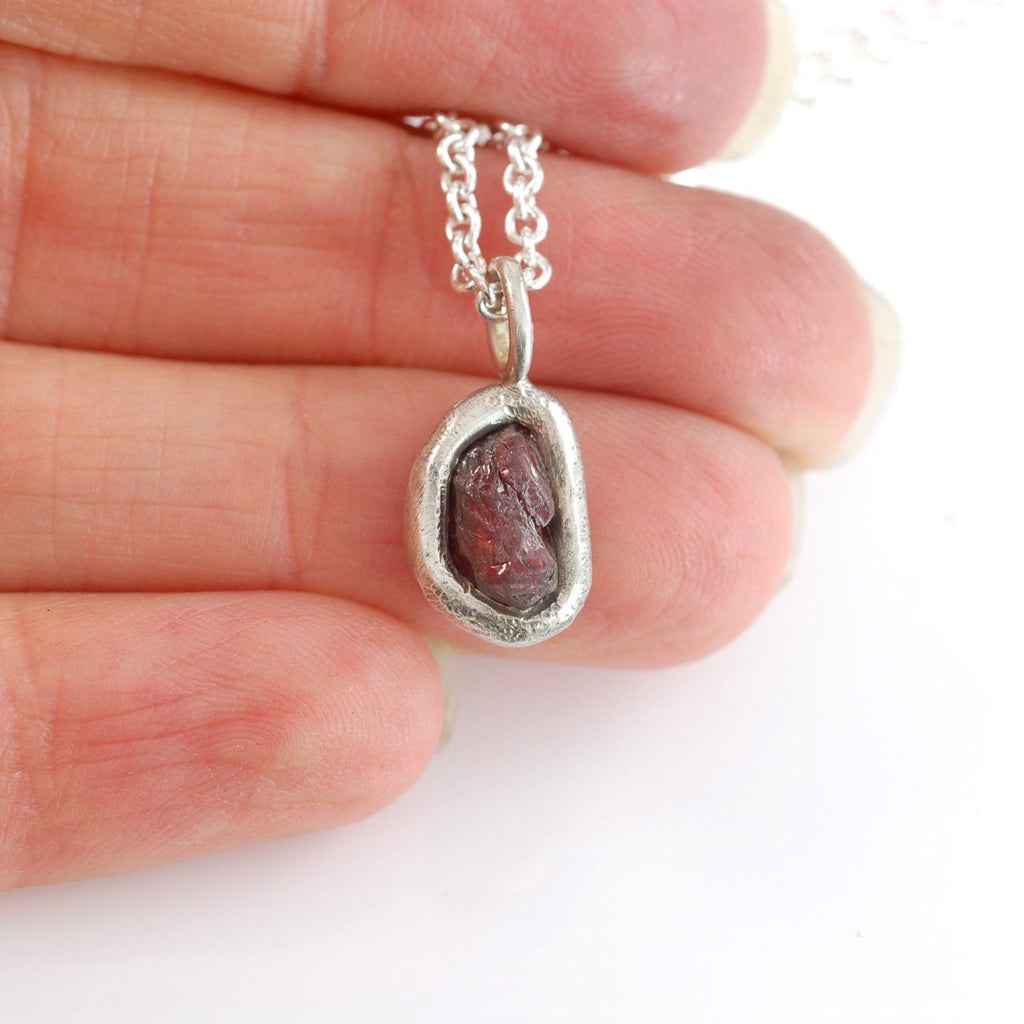 Rough Ruby Pendant #2 in Sterling Silver - Ready to Ship - Beth Cyr Handmade Jewelry