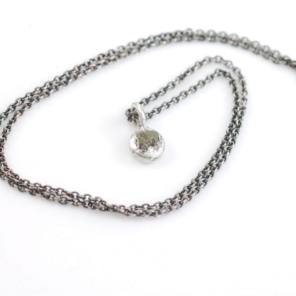 Tiny Rough Diamond Pendant #1 in Sterling Silver - Ready to Ship - Beth Cyr Handmade Jewelry