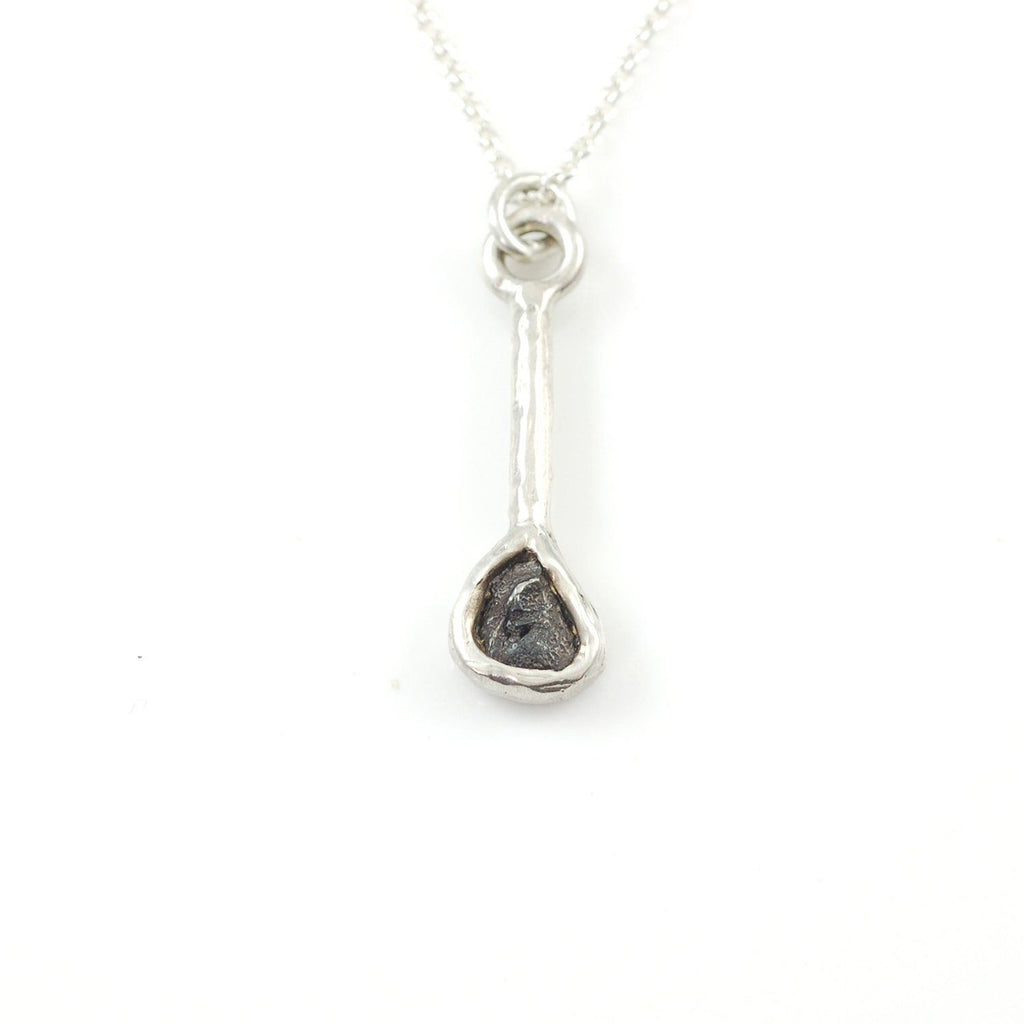 Meteorite Pendant in Sterling Silver - size Medium - Ready to Ship - Beth Cyr Handmade Jewelry