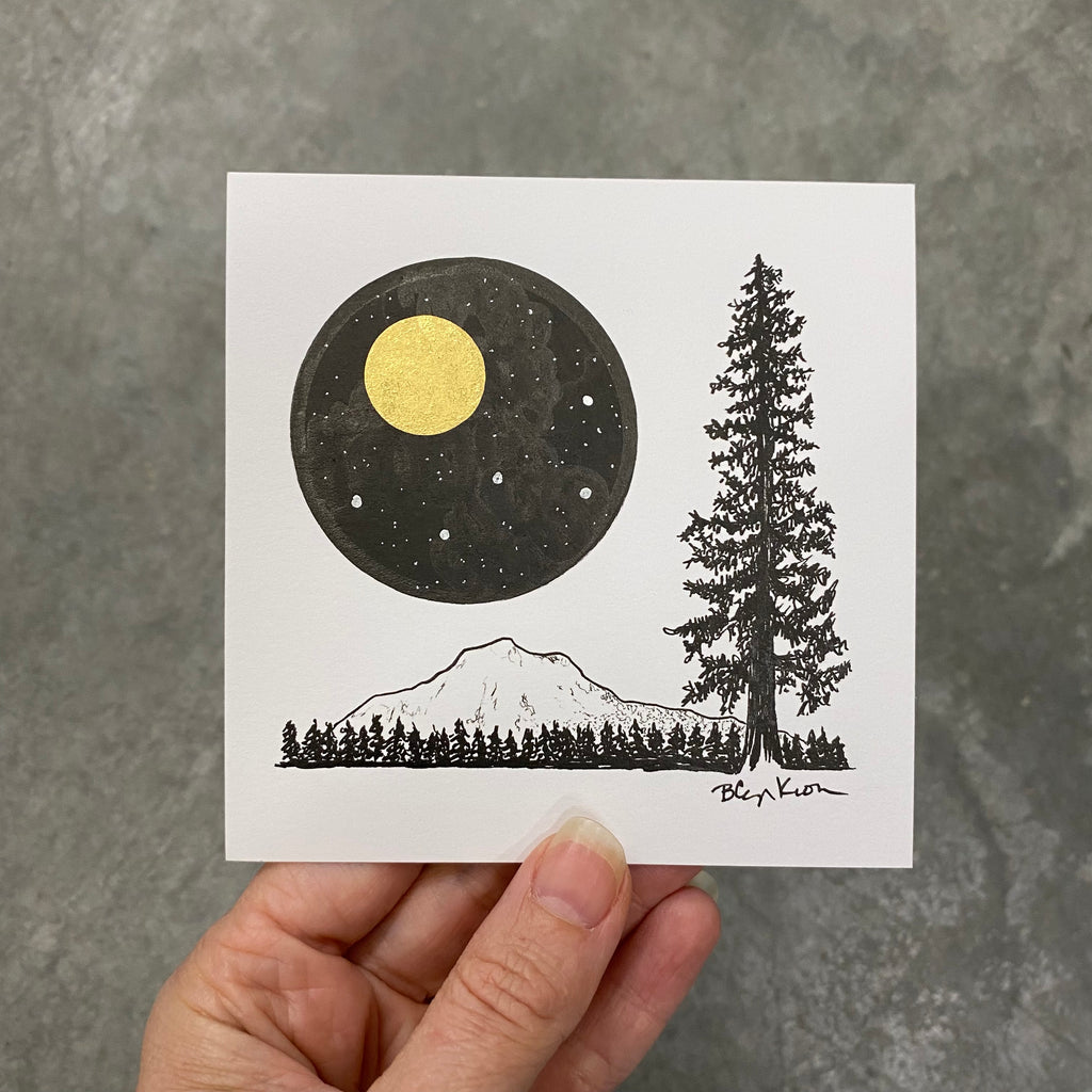 Cassiopeia with tall tree - Original Drawing - 4" x 4"