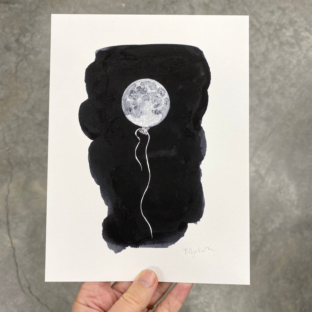 Float - Moon Balloon Art Print - Print to Order