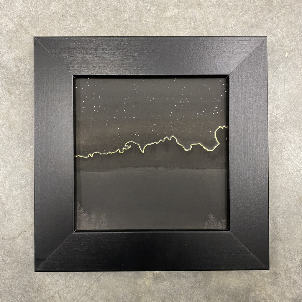 Winter Night Sky 20 - Backlit clouds with Virgo, Libra, Scorpio and Sagittarius - 6 x 6 - Original Drawing