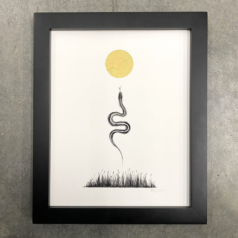 Slither - Art Print - Inktober 2021 - Day 30 - hand embellished print