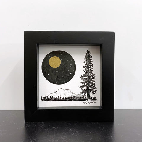 Cassiopeia with tall tree - Original Drawing - 4" x 4"