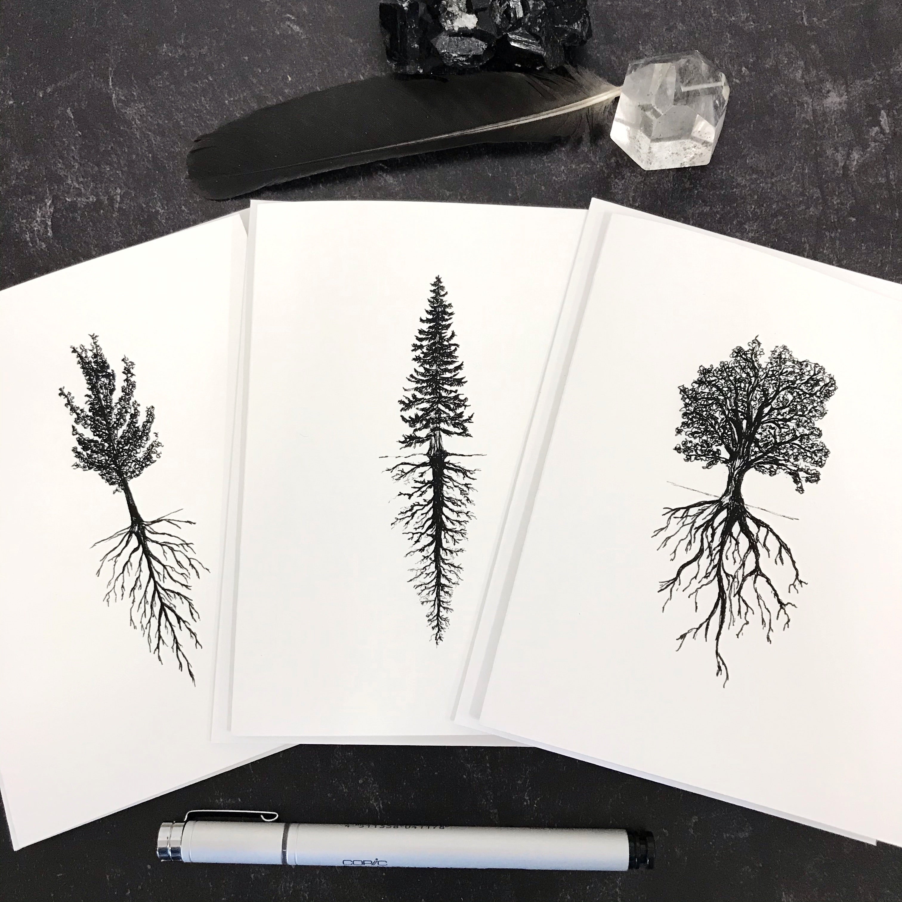 Tree and Root Notecard Set - card size 4.5 x 6.25 - print to order ...
