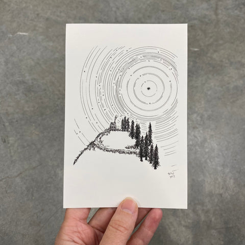 Star trails - Washington Mountain Home - Pen and Ink Drawing Print