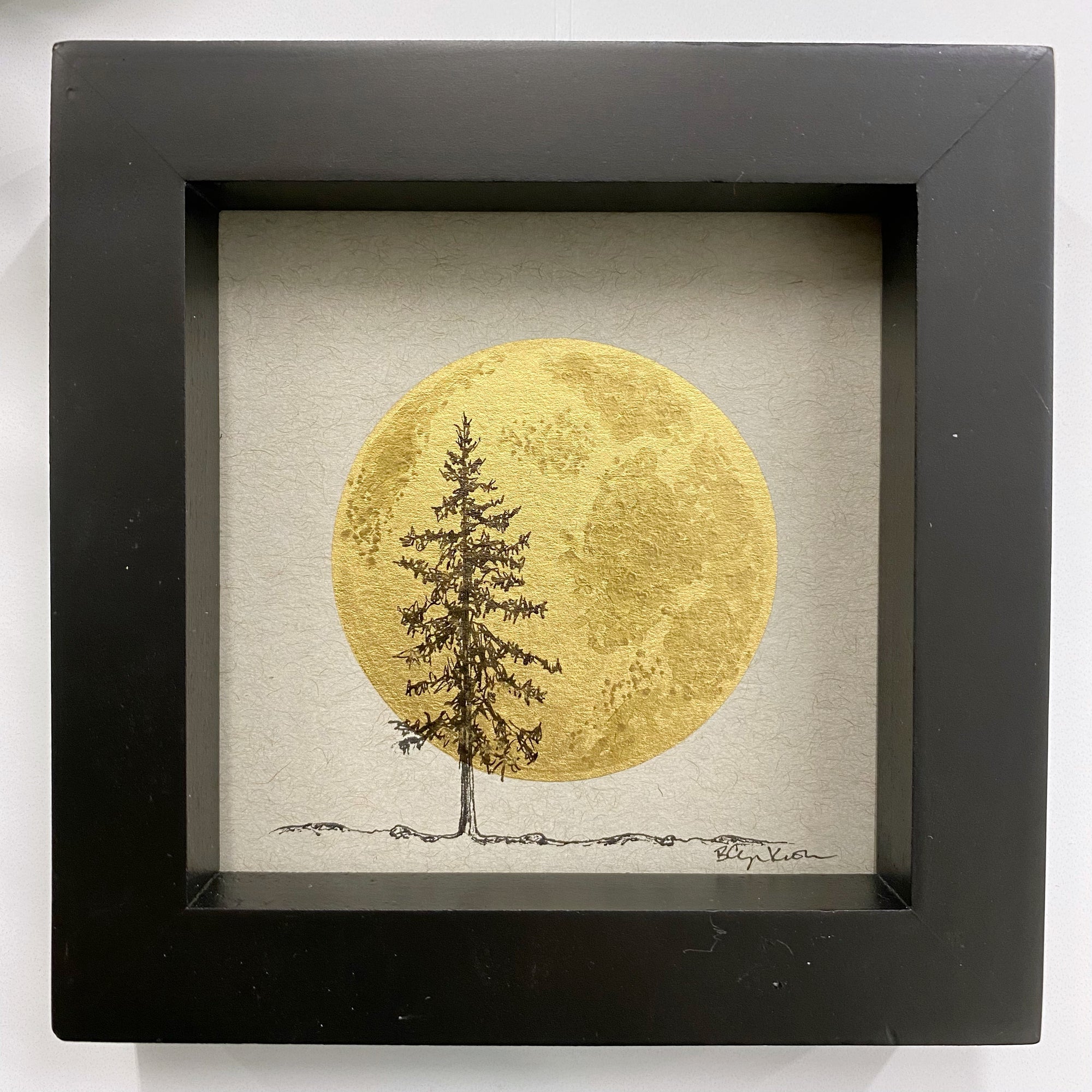 Giant Super Moon with Douglas Fir - Grey and Gold Collection 