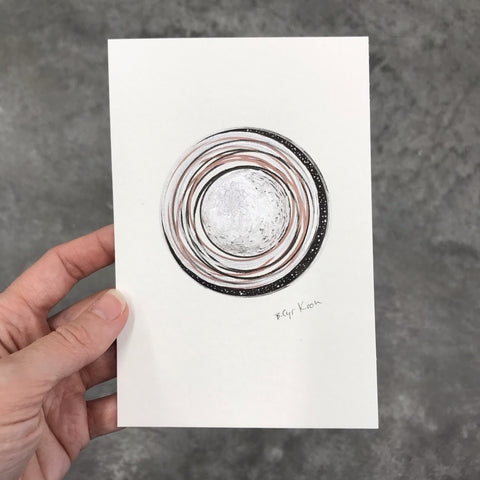 34/100 - Postcard Experiment - Original Drawing - 4" x 6" - Beth Cyr Handmade Jewelry