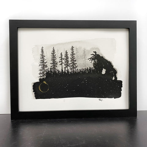 Beauty in the Upside Down 70 - Scorpio Eclipse - Original Drawing - 9”x12”
