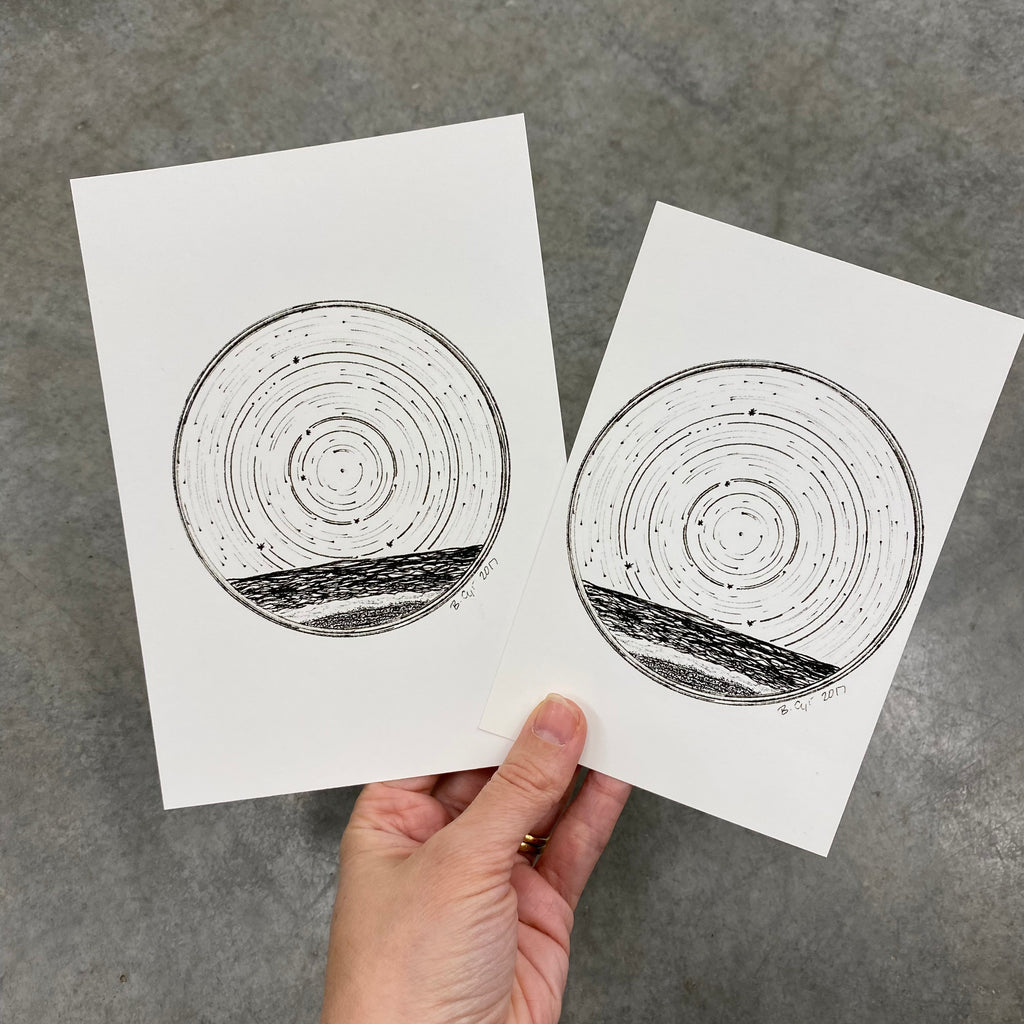 Cancer - Star Trails - Zodiac Constellations - Pen and Ink Drawing Print